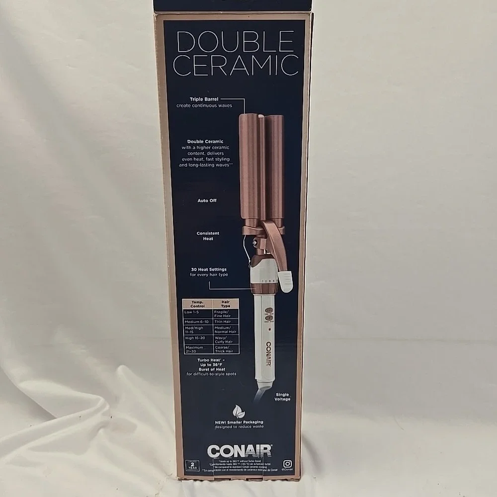 Conair Double Ceramic Triple Hair‎ Waver - New